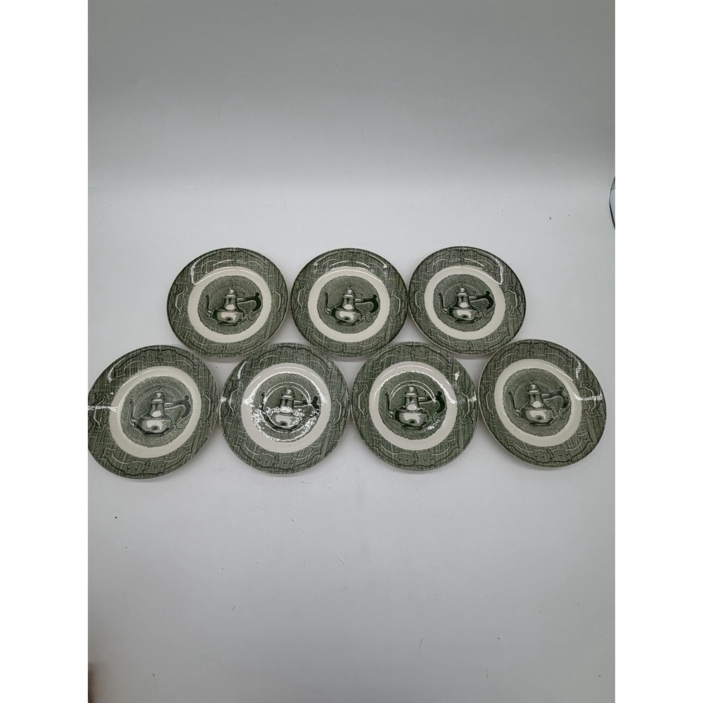 Vintage Royal China The Old Curiosity Shop Teapot Saucers Set Of 7